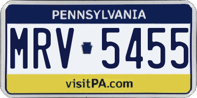 PA license plate MRV5455
