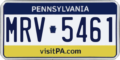 PA license plate MRV5461