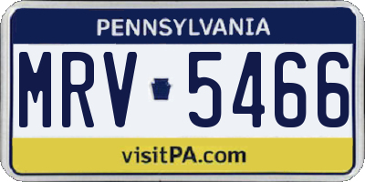 PA license plate MRV5466