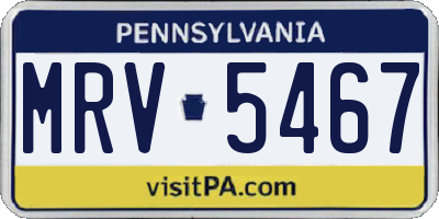 PA license plate MRV5467