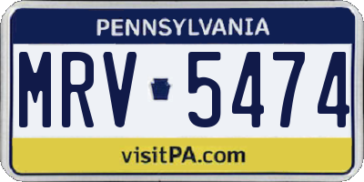 PA license plate MRV5474
