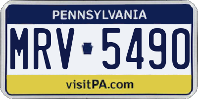 PA license plate MRV5490