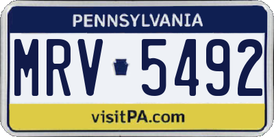 PA license plate MRV5492