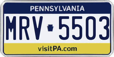 PA license plate MRV5503