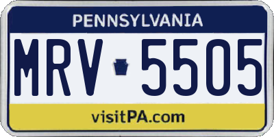 PA license plate MRV5505