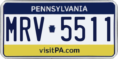 PA license plate MRV5511