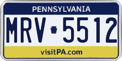 PA license plate MRV5512