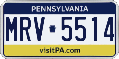 PA license plate MRV5514