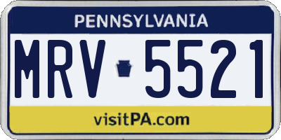 PA license plate MRV5521