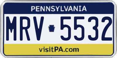 PA license plate MRV5532