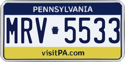 PA license plate MRV5533