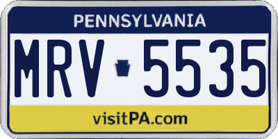 PA license plate MRV5535