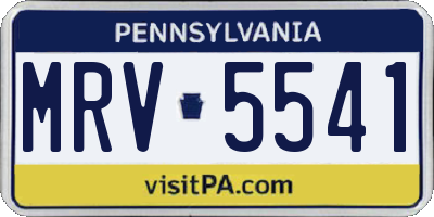 PA license plate MRV5541
