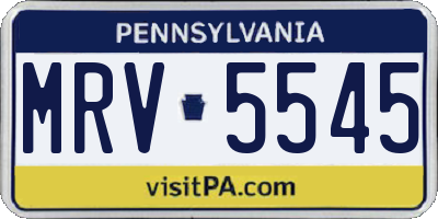PA license plate MRV5545