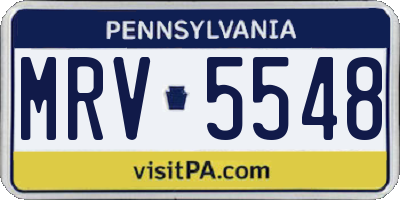 PA license plate MRV5548