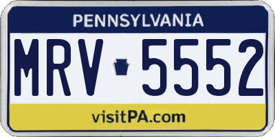PA license plate MRV5552