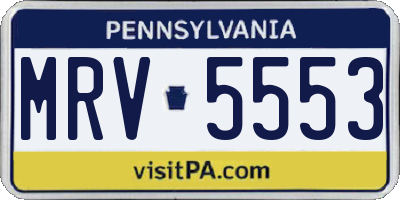 PA license plate MRV5553