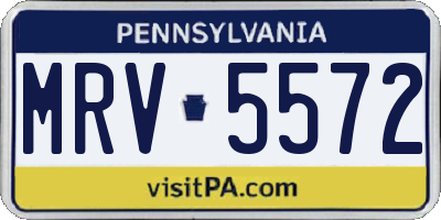 PA license plate MRV5572