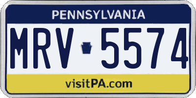 PA license plate MRV5574