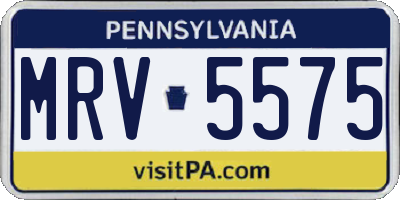 PA license plate MRV5575