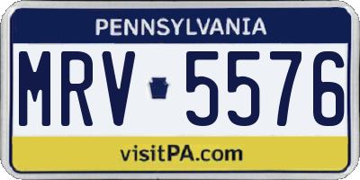 PA license plate MRV5576