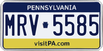 PA license plate MRV5585