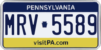 PA license plate MRV5589