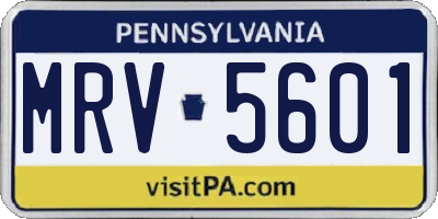 PA license plate MRV5601