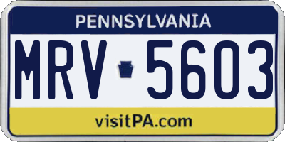 PA license plate MRV5603