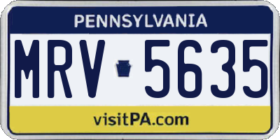 PA license plate MRV5635
