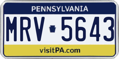 PA license plate MRV5643