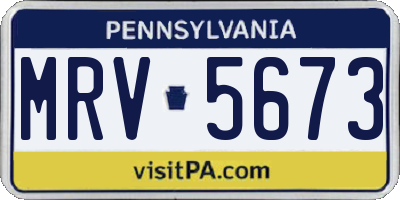 PA license plate MRV5673