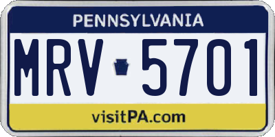 PA license plate MRV5701