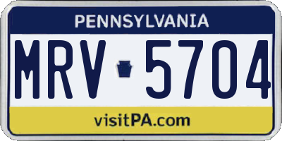 PA license plate MRV5704