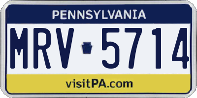 PA license plate MRV5714