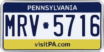 PA license plate MRV5716