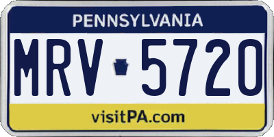 PA license plate MRV5720