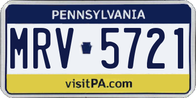 PA license plate MRV5721