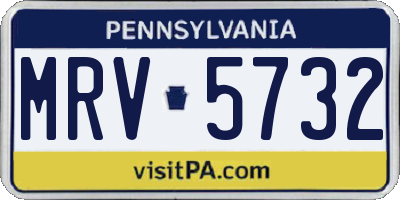 PA license plate MRV5732