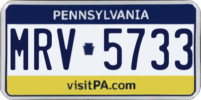PA license plate MRV5733