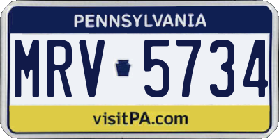 PA license plate MRV5734