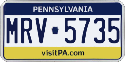 PA license plate MRV5735
