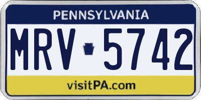 PA license plate MRV5742