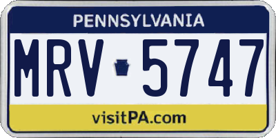 PA license plate MRV5747