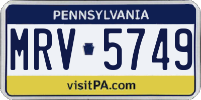 PA license plate MRV5749