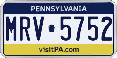 PA license plate MRV5752
