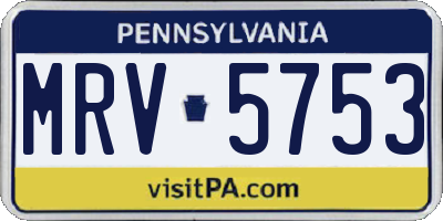 PA license plate MRV5753