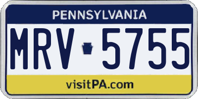 PA license plate MRV5755