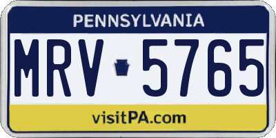 PA license plate MRV5765