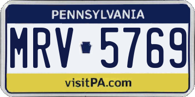 PA license plate MRV5769